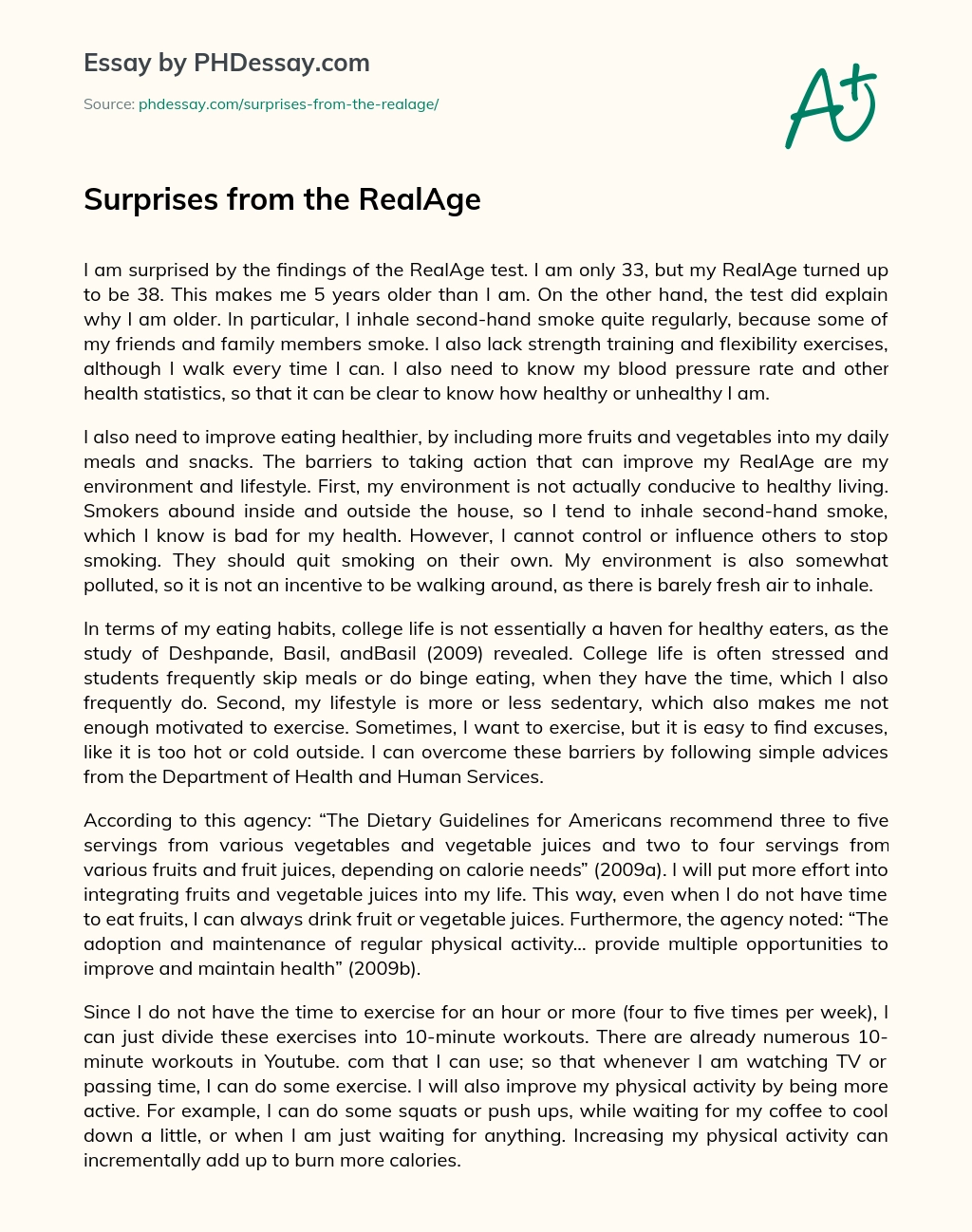 Surprises from the RealAge essay