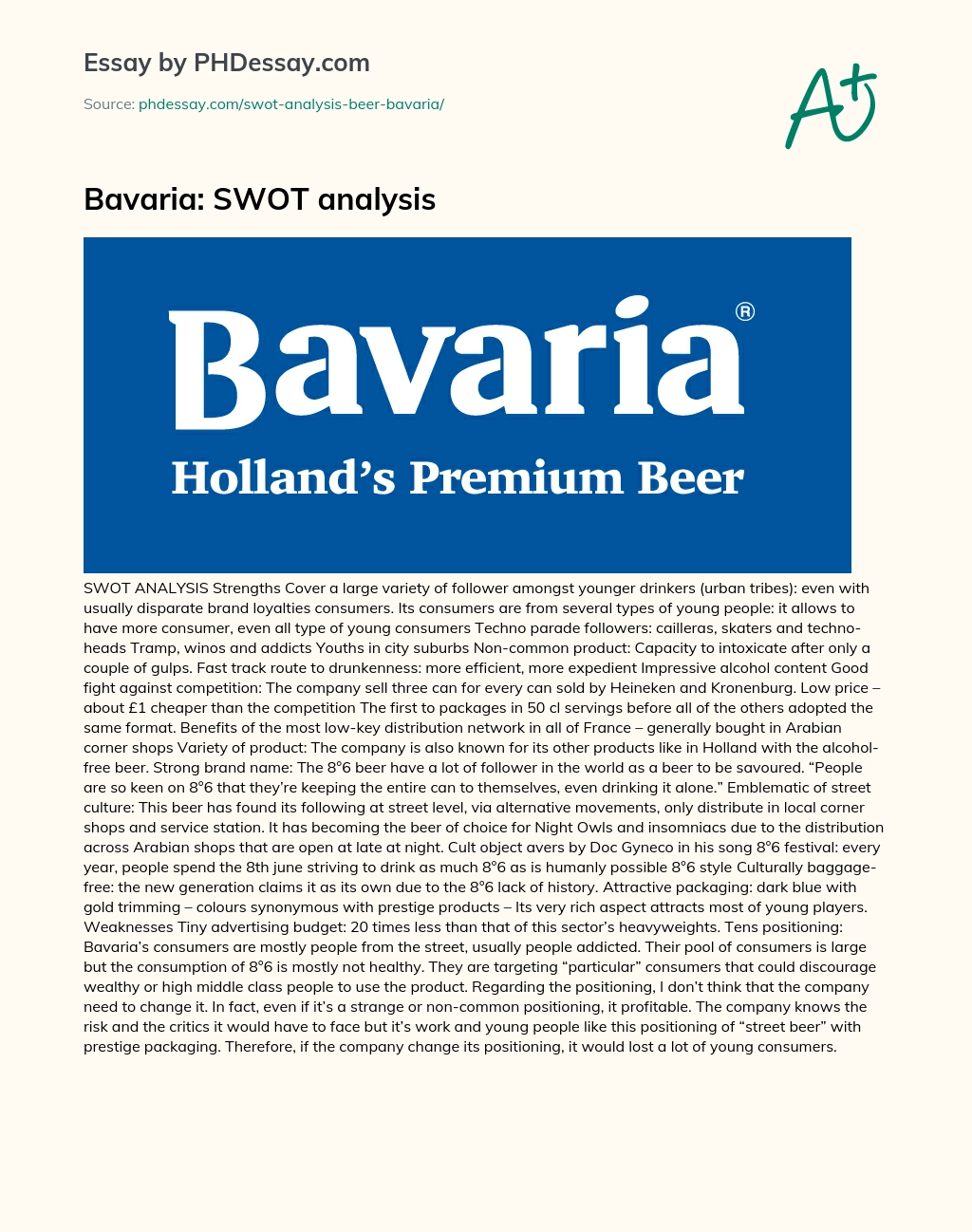 Bavaria: SWOT analysis essay