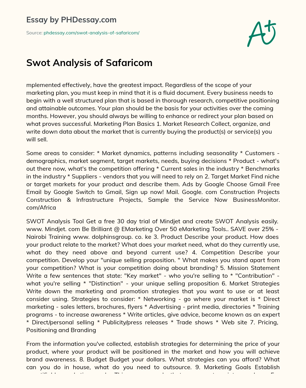Swot Analysis of Safaricom essay