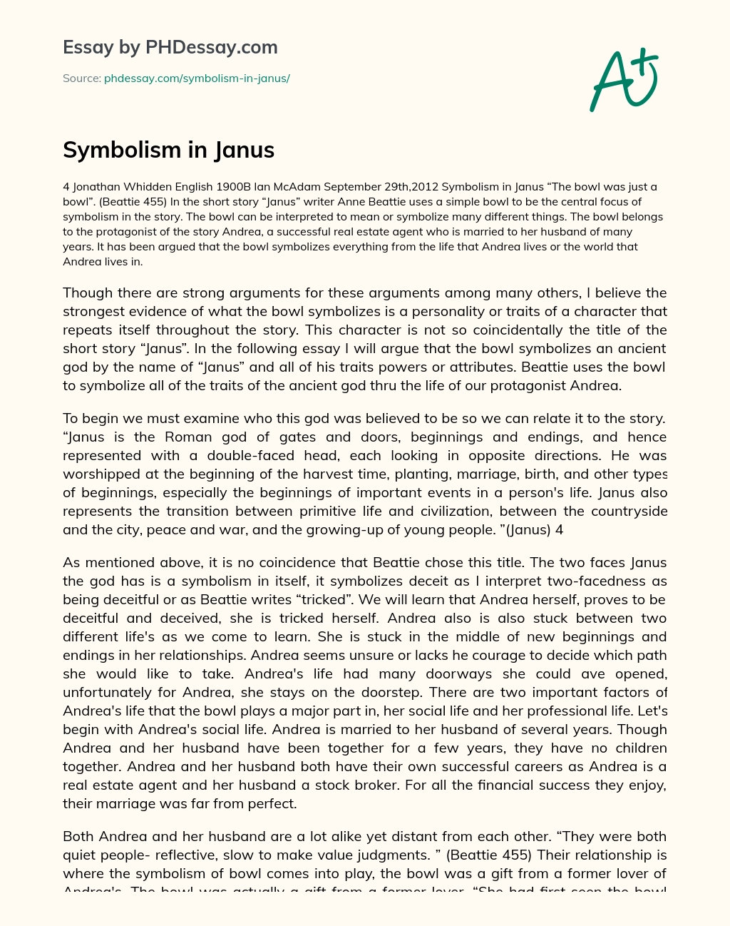 Symbolism in Janus essay