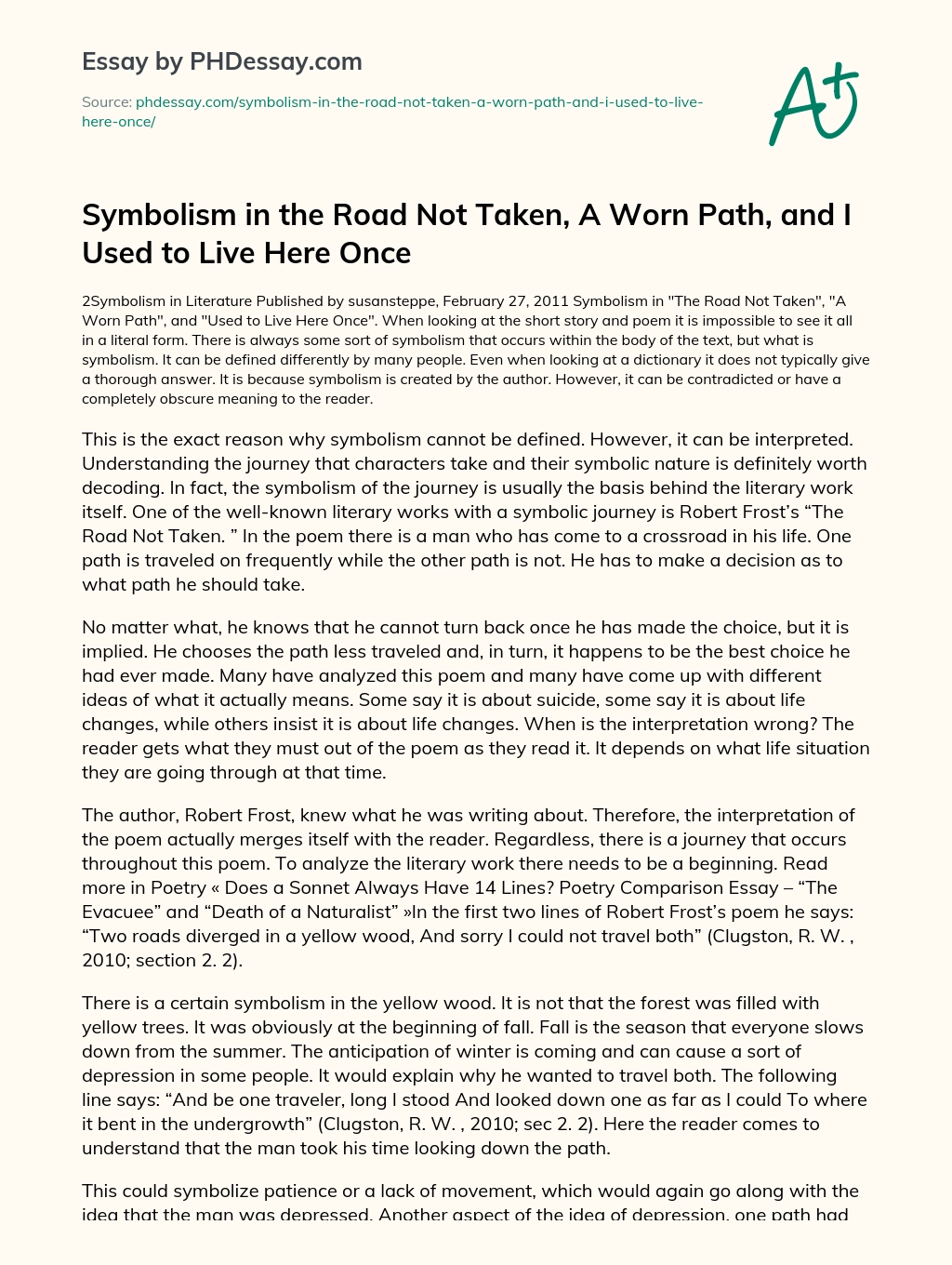 a worn path symbolism essay