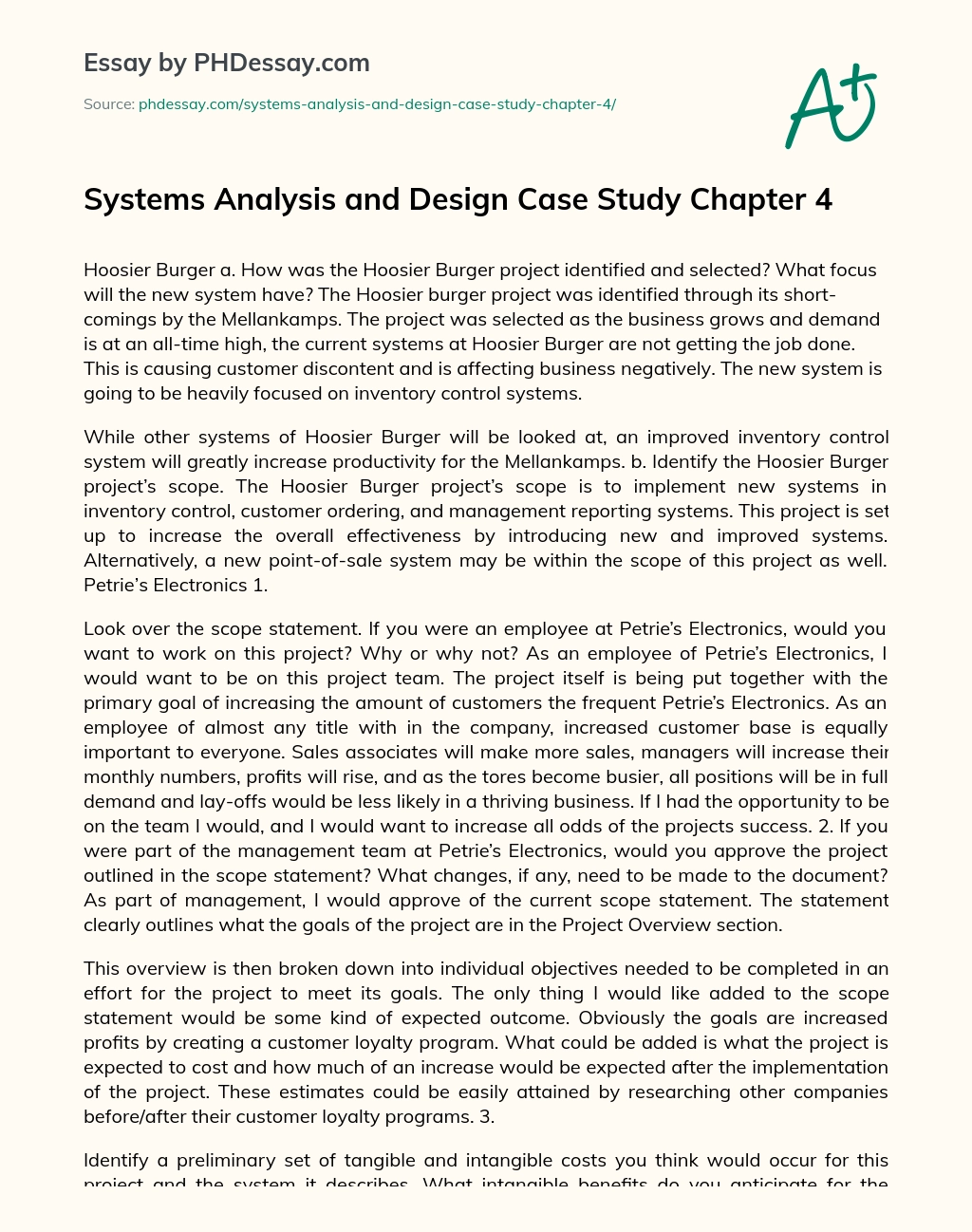 Systems Analysis and Design essay