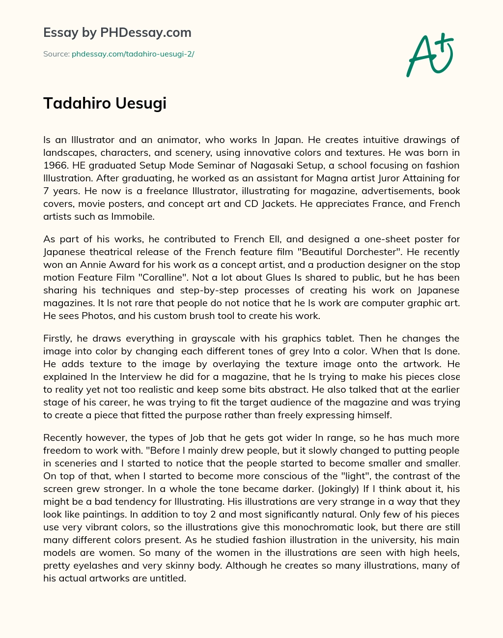 Tadahiro Uesugi essay