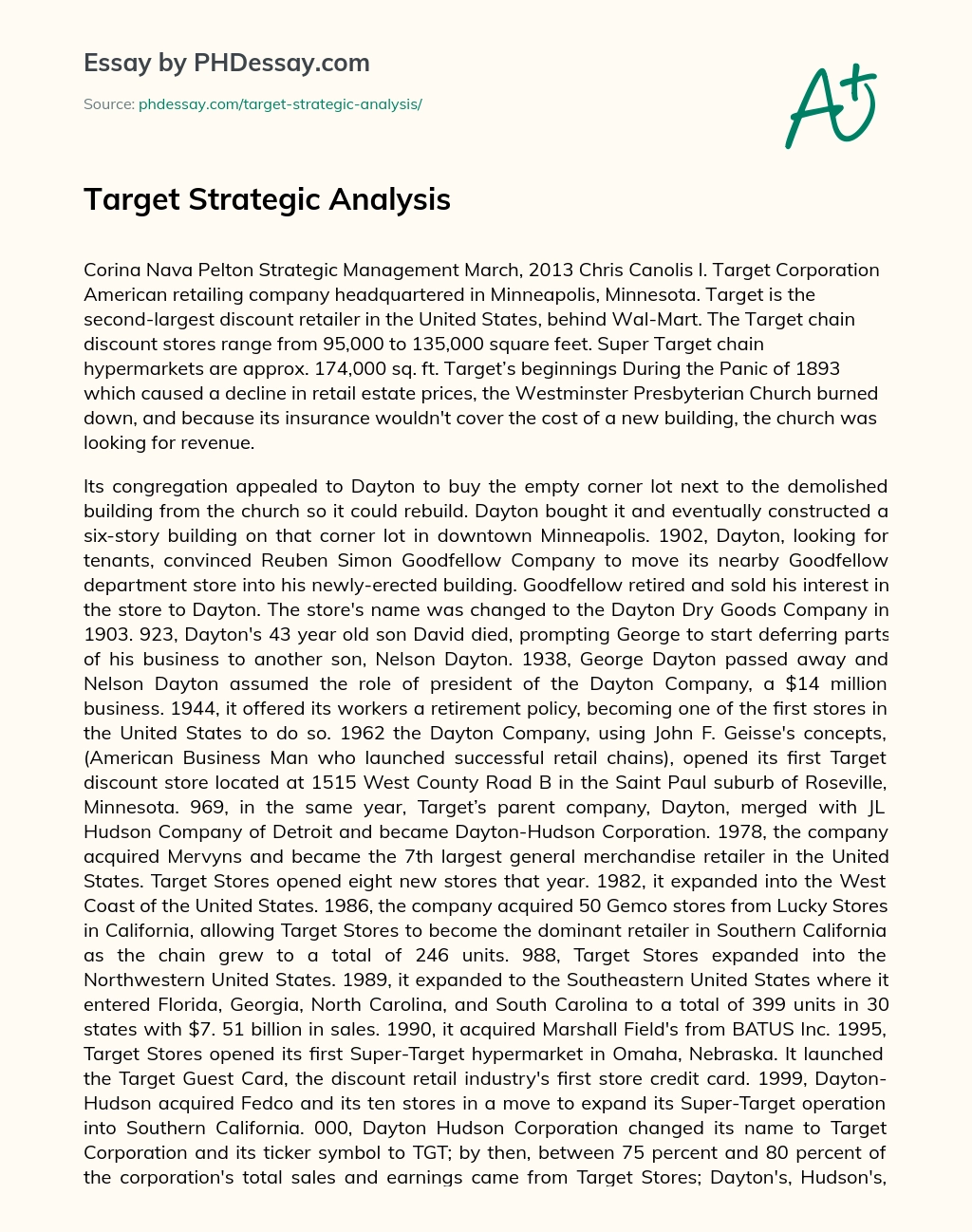 Target Strategic Analysis essay