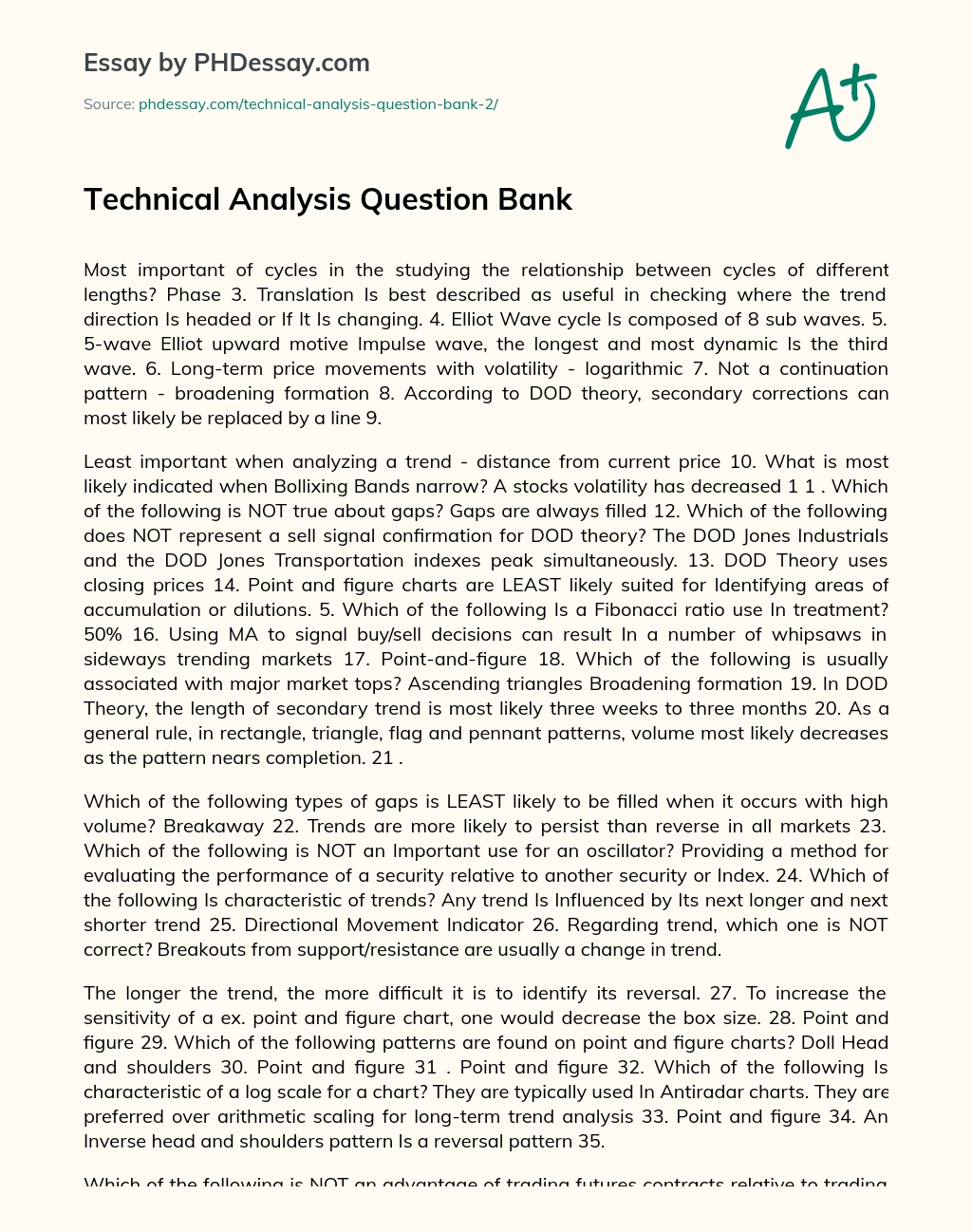Technical Analysis Question Bank essay