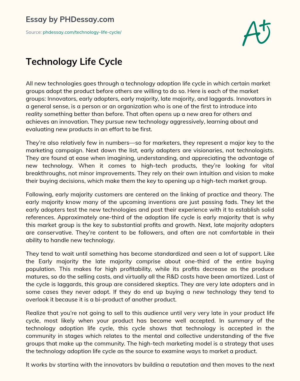 Technology Life Cycle essay