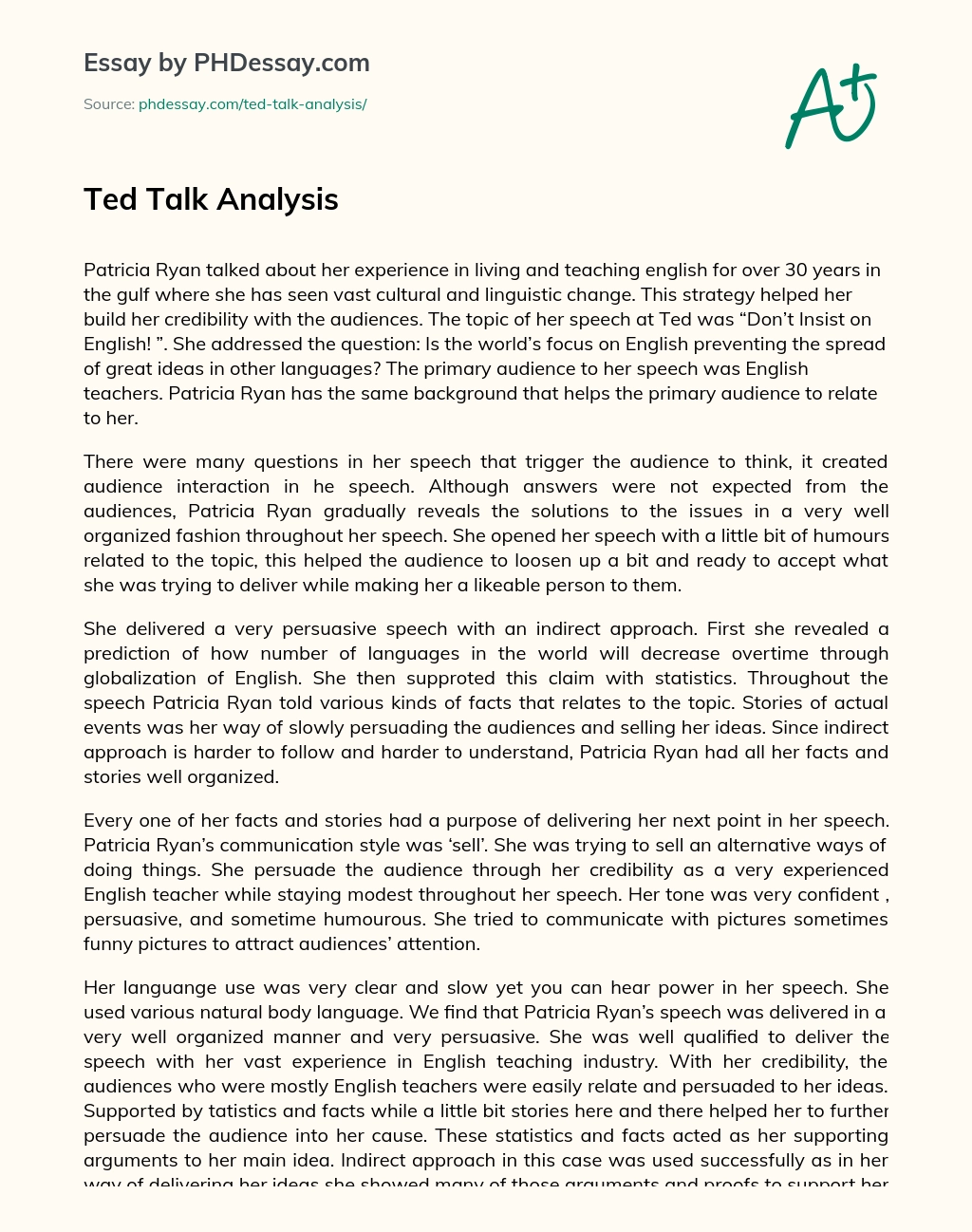 Ted Talk Analysis essay