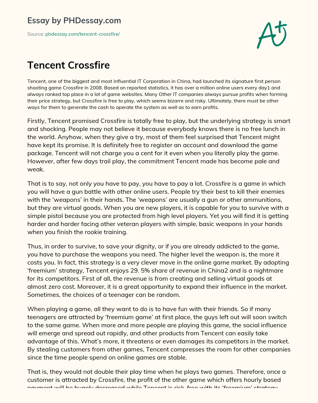 Tencent Crossfire essay