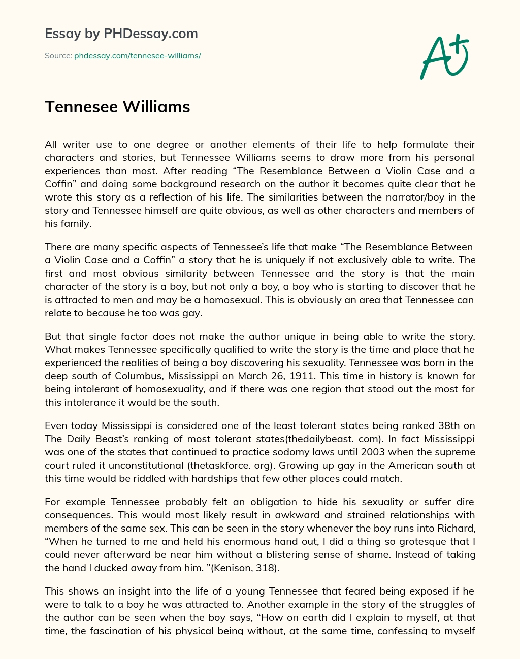 Tennesee Williams essay