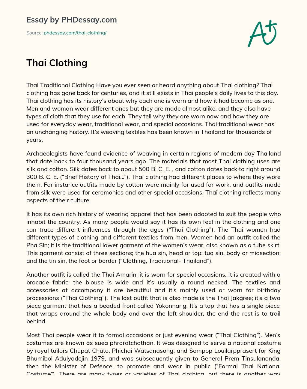 Thai Clothing essay
