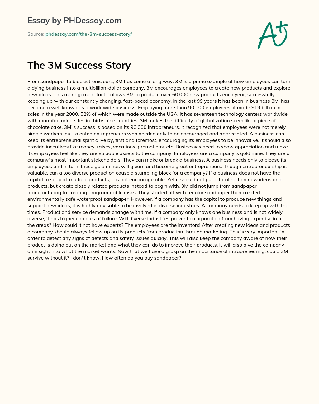 The 3M Success Story essay