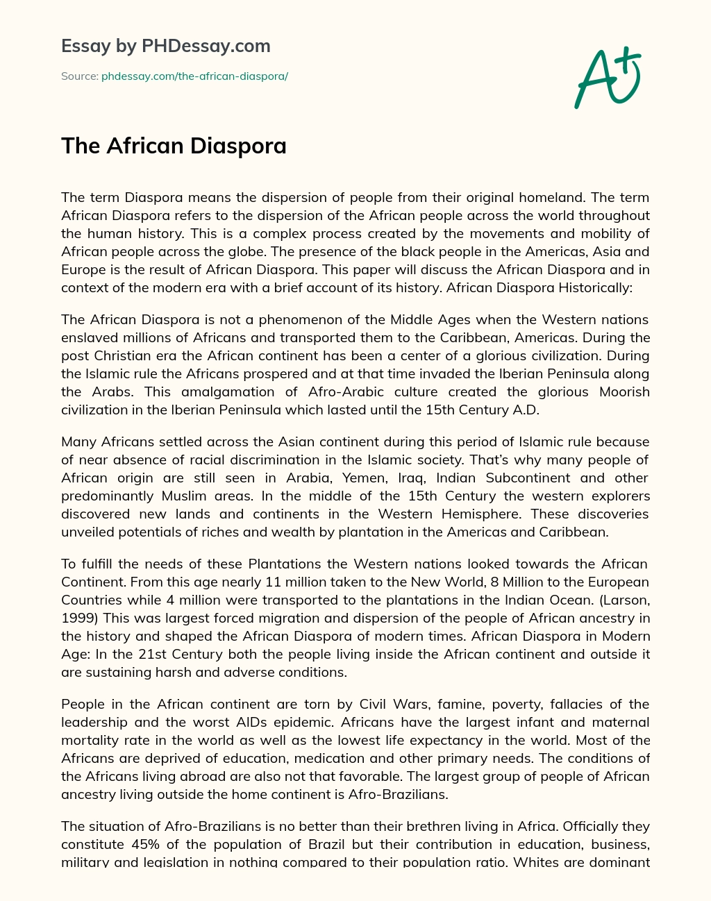 The African Diaspora essay