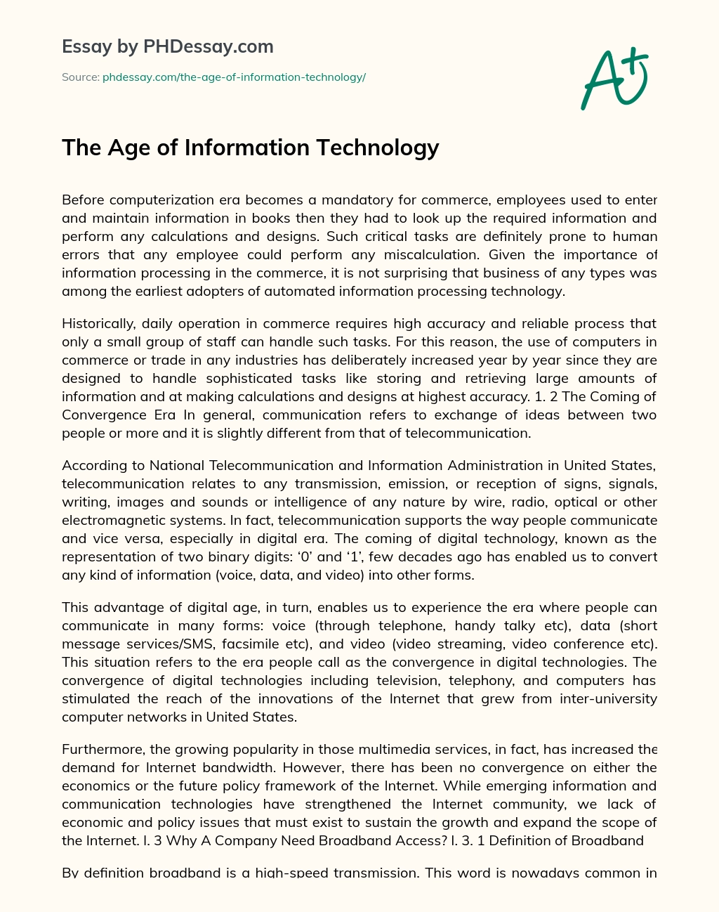 the age of information technology essay