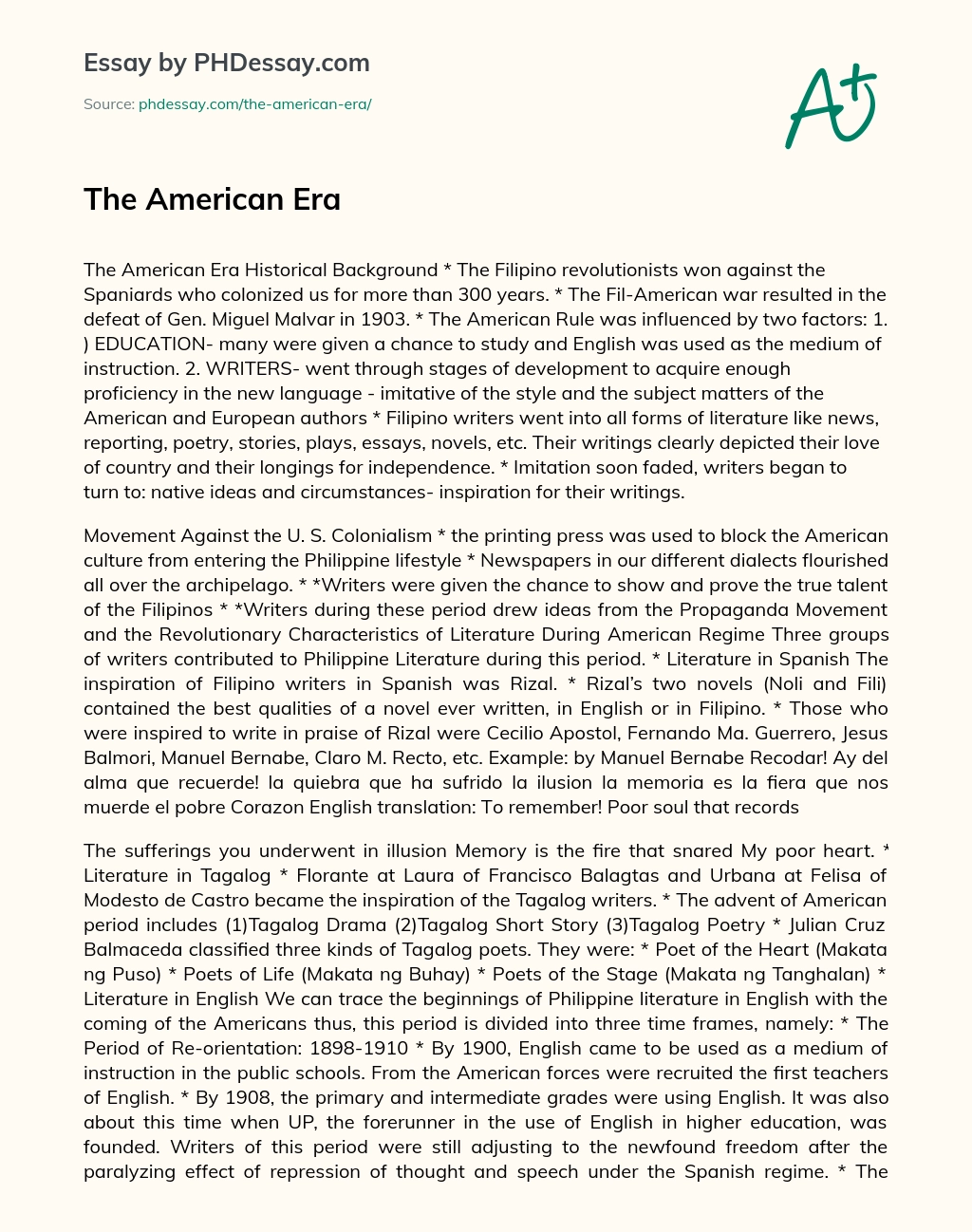 The American Era essay