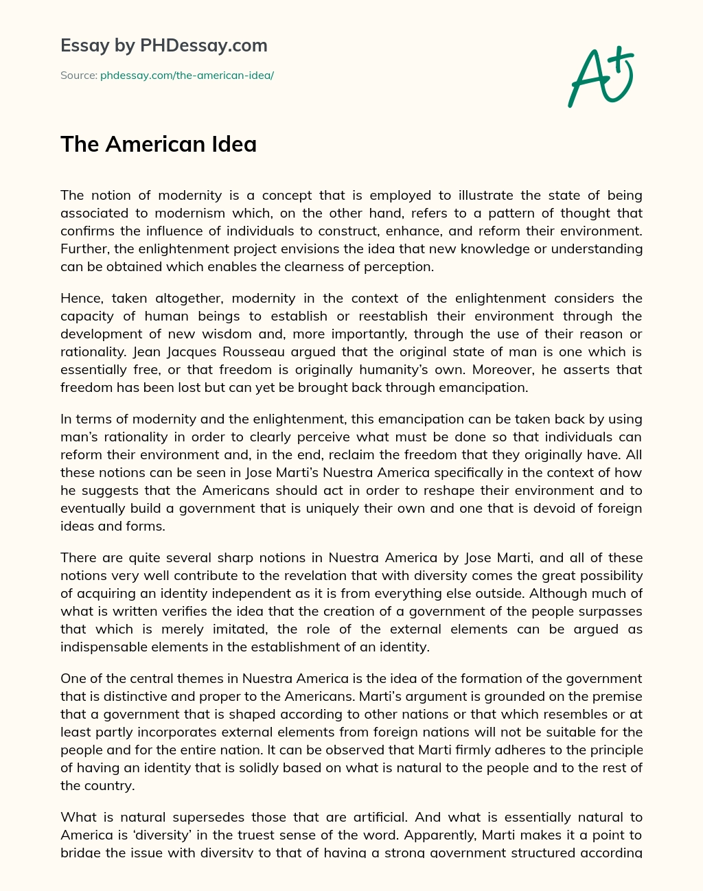The American Idea essay