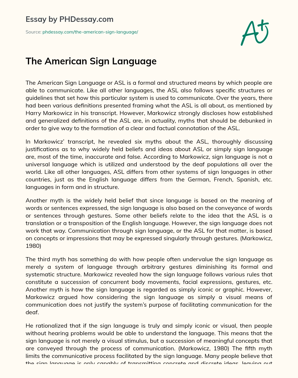 The American Sign Language essay