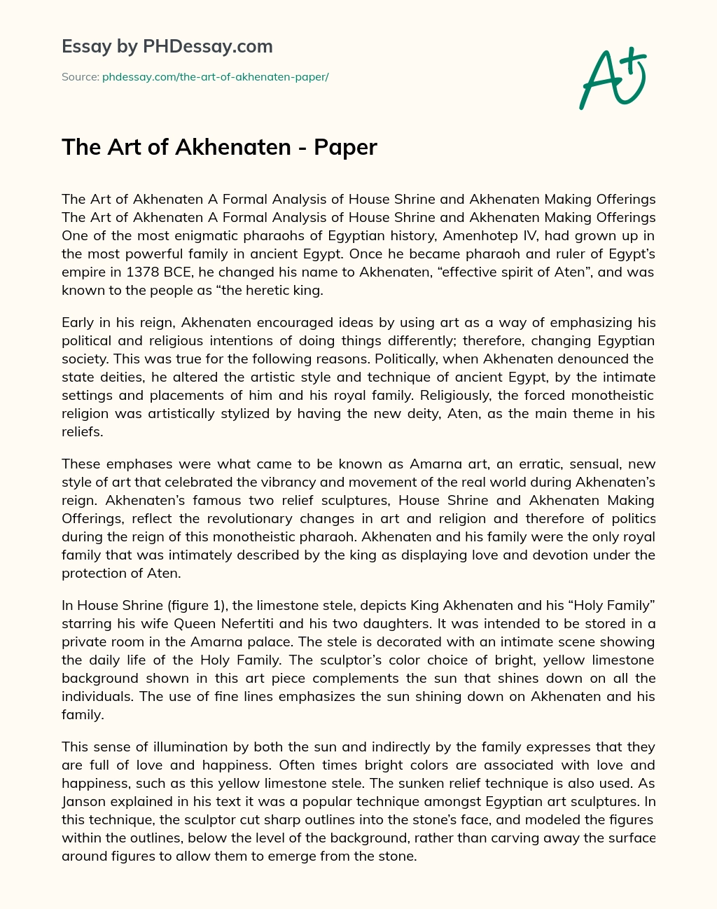 The Art of Akhenaten – Paper essay