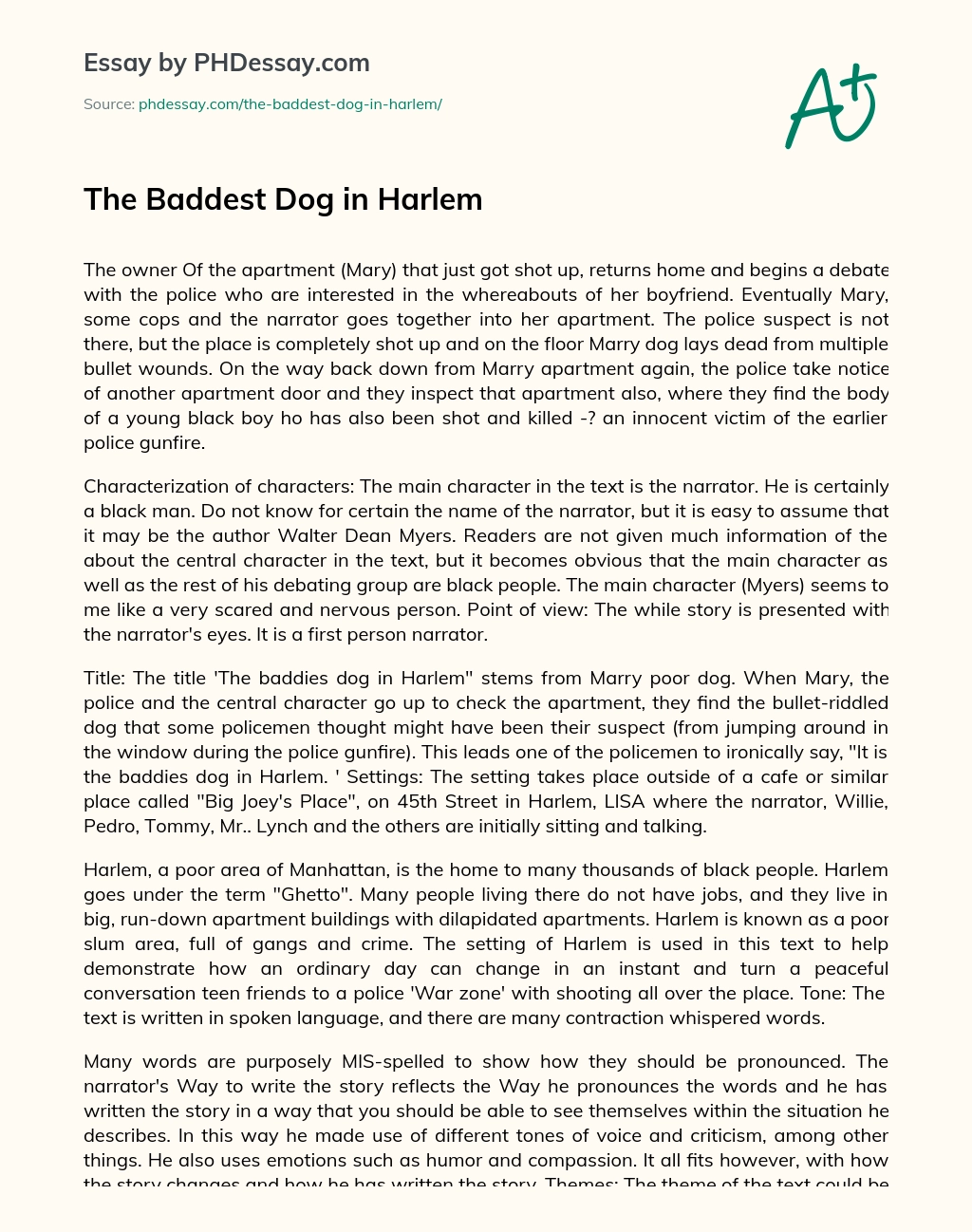 The Baddest Dog in Harlem essay