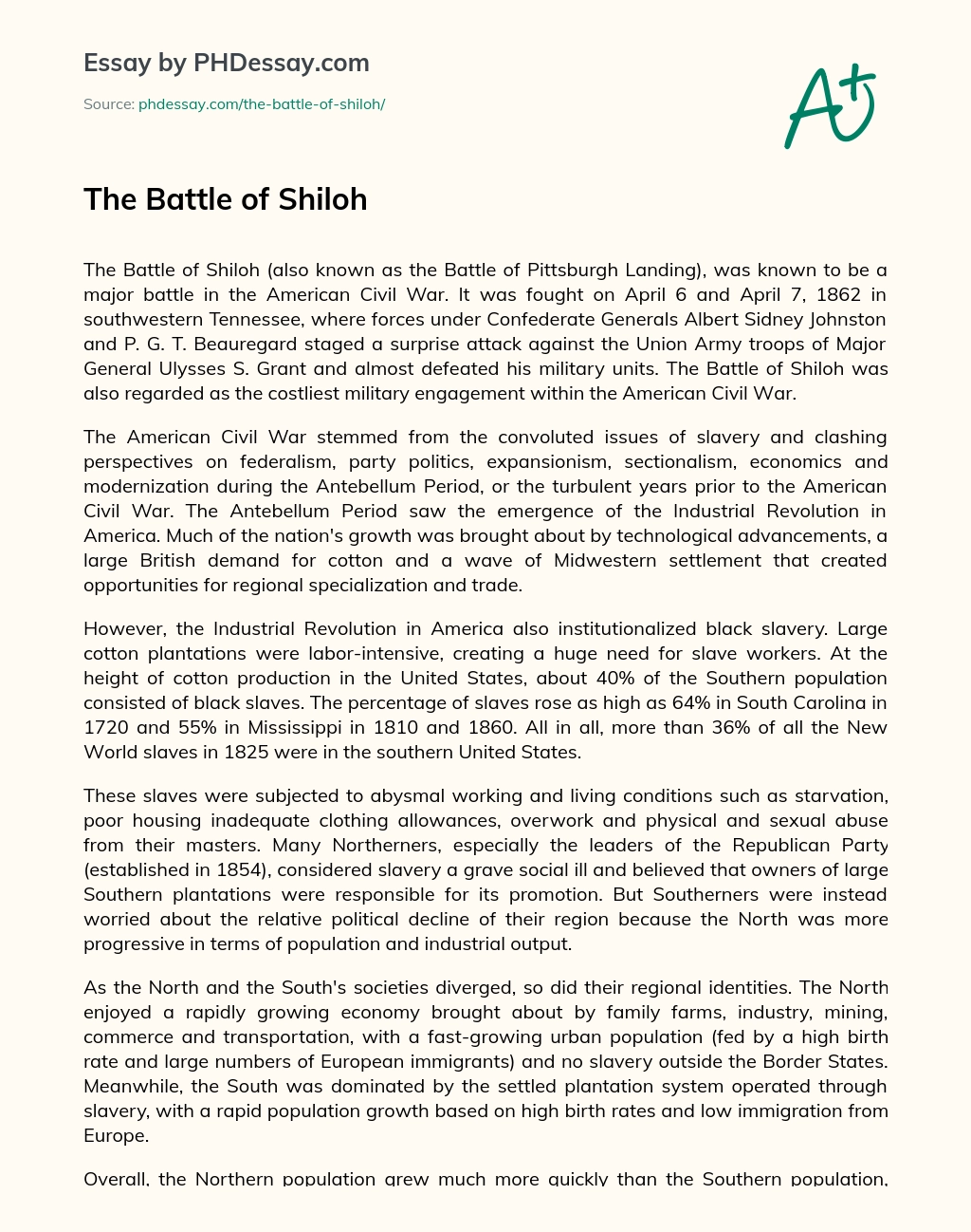 The Battle of Shiloh essay