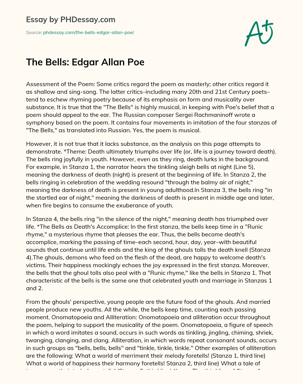 The Bells: Edgar Allan Poe essay