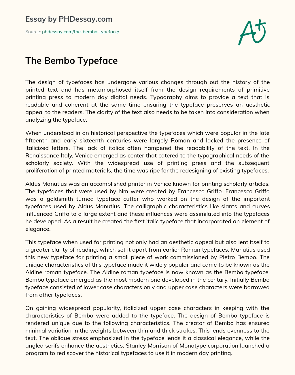 The Bembo Typeface essay