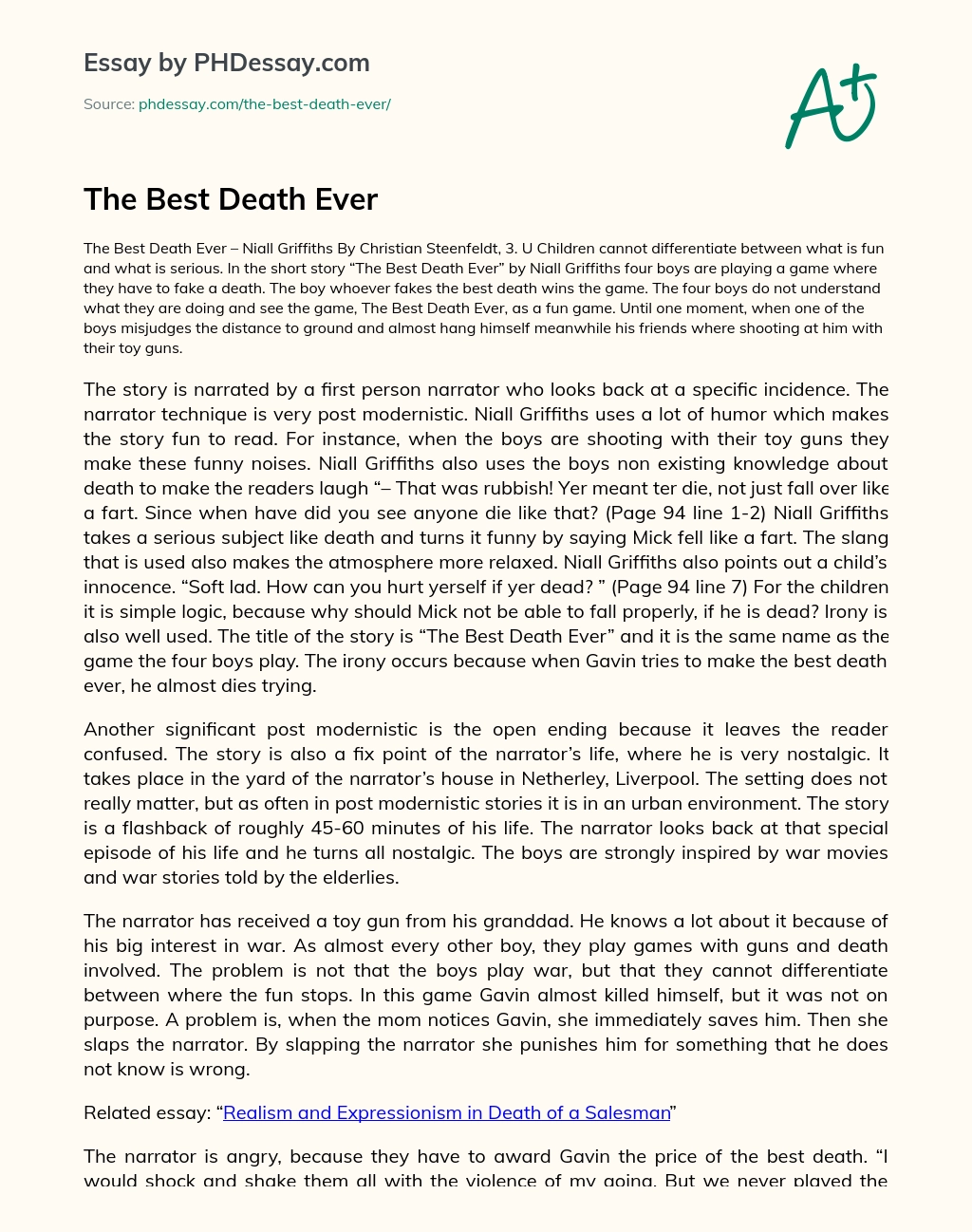 The Best Death Ever essay
