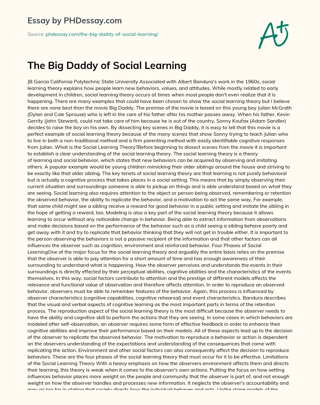 The Big Daddy of Social Learning essay