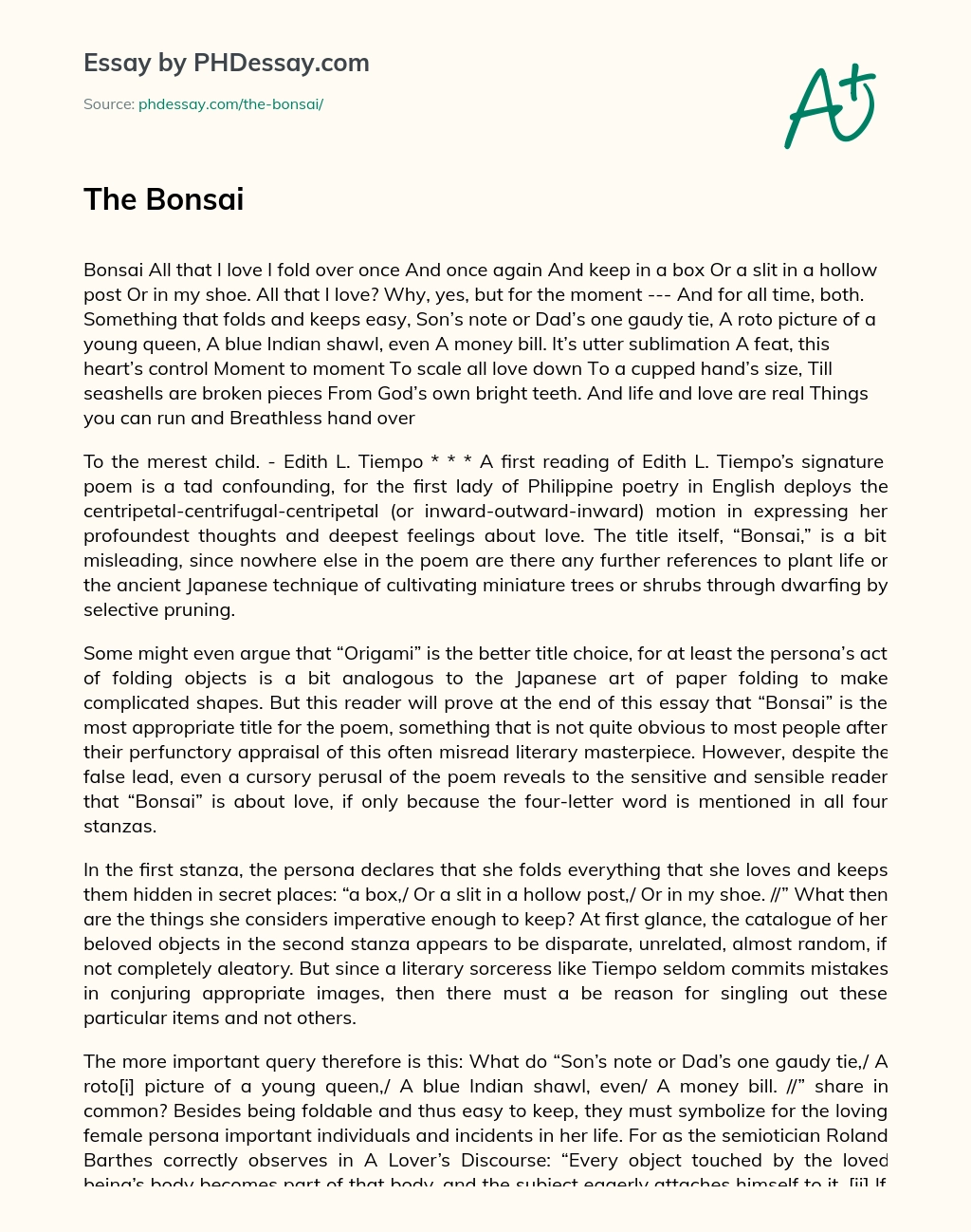 The Bonsai essay