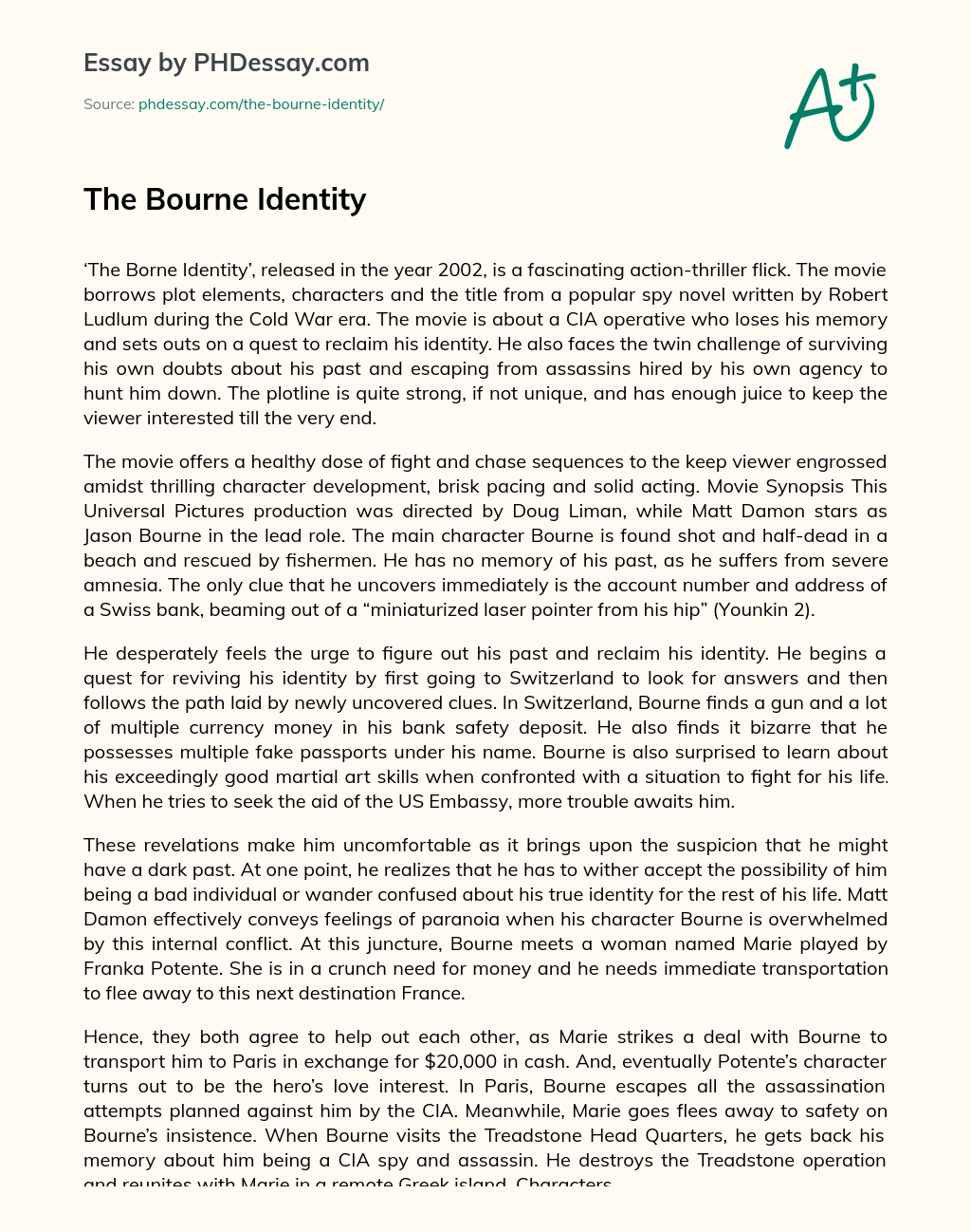 The  Bourne  Identity essay