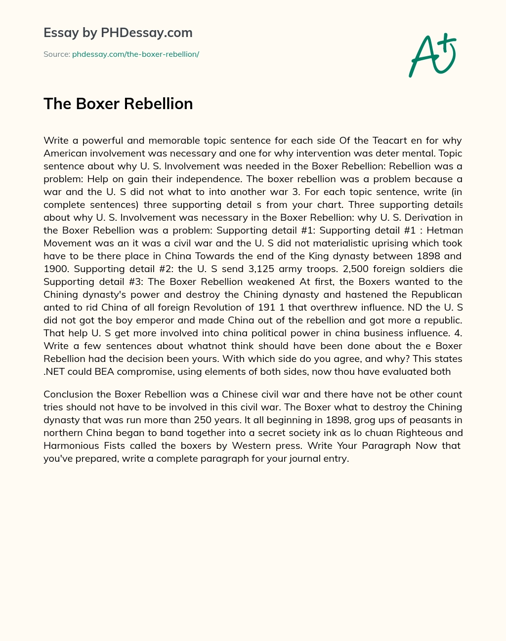 The Boxer Rebellion essay