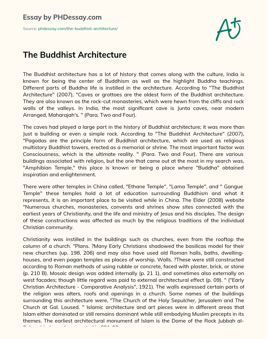 The Buddhist Architecture essay