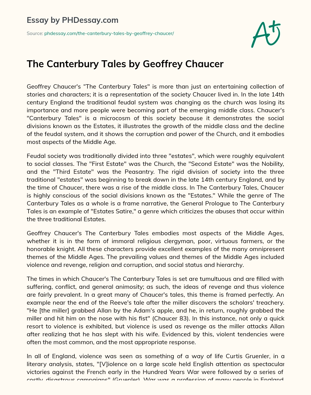 The Canterbury Tales by Geoffrey Chaucer essay