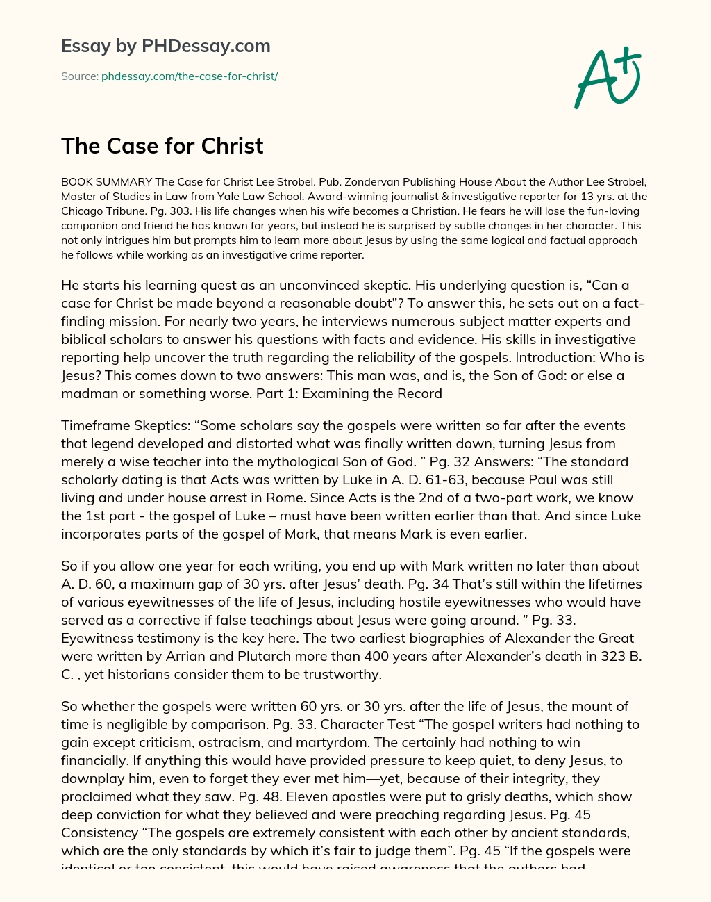 The Case for Christ essay