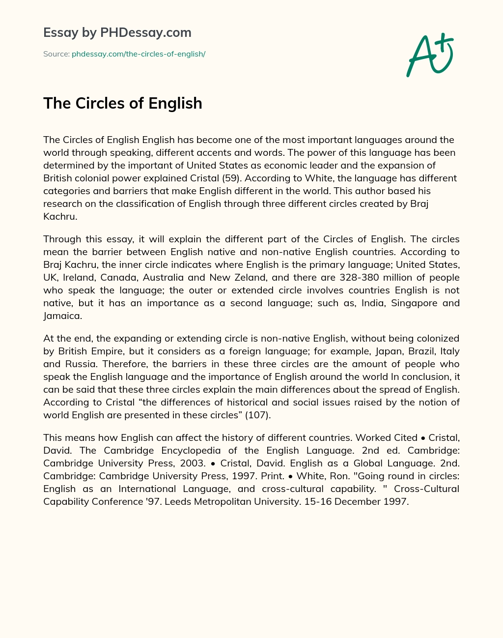 The Circles of English essay