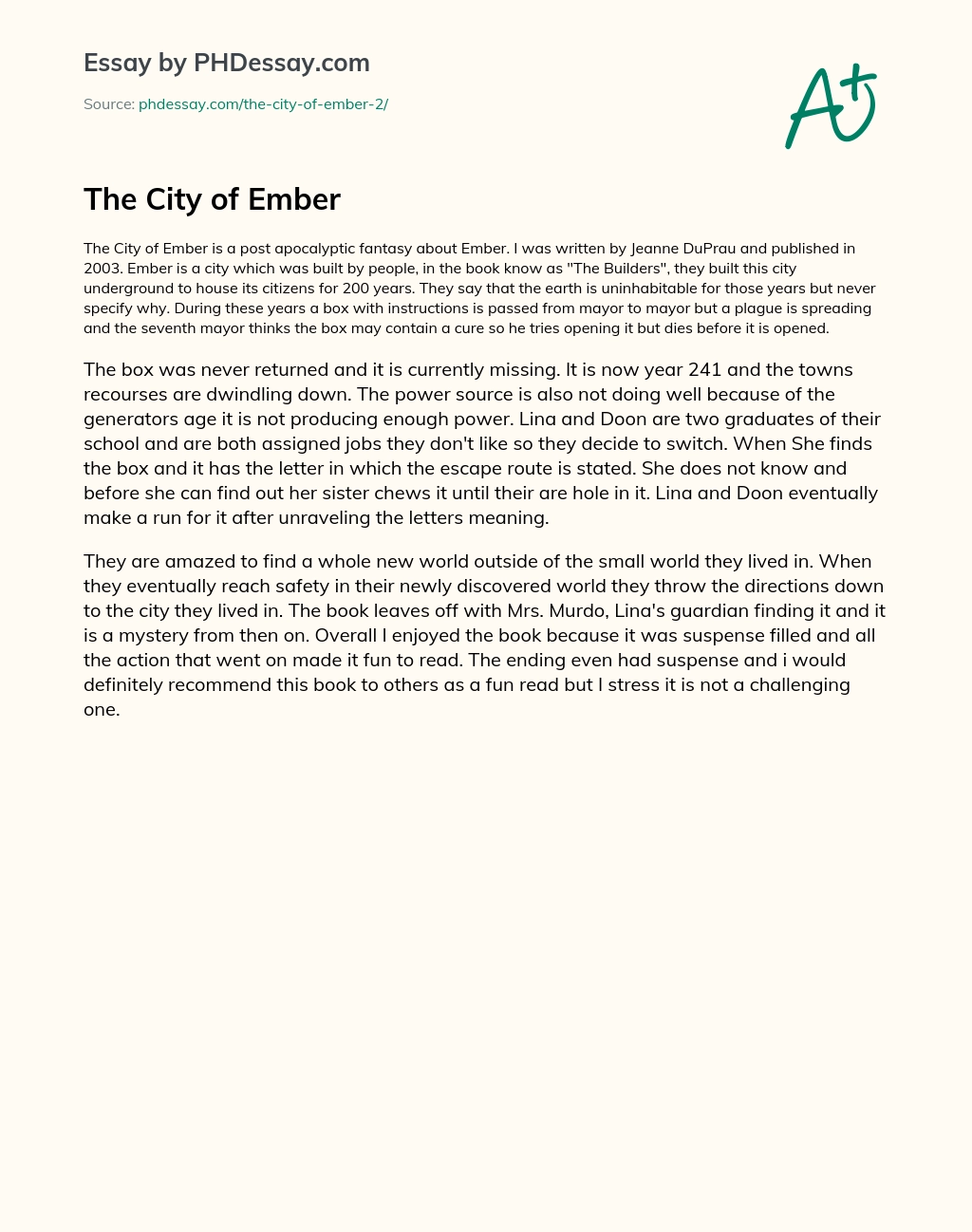 The City of Ember essay