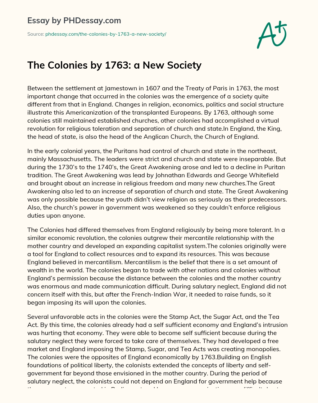 The Colonies by 1763: a New Society essay