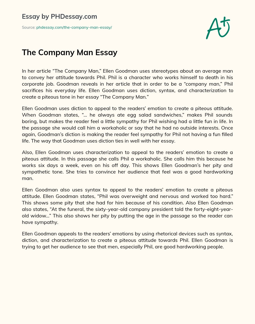 The Company Man Essay essay