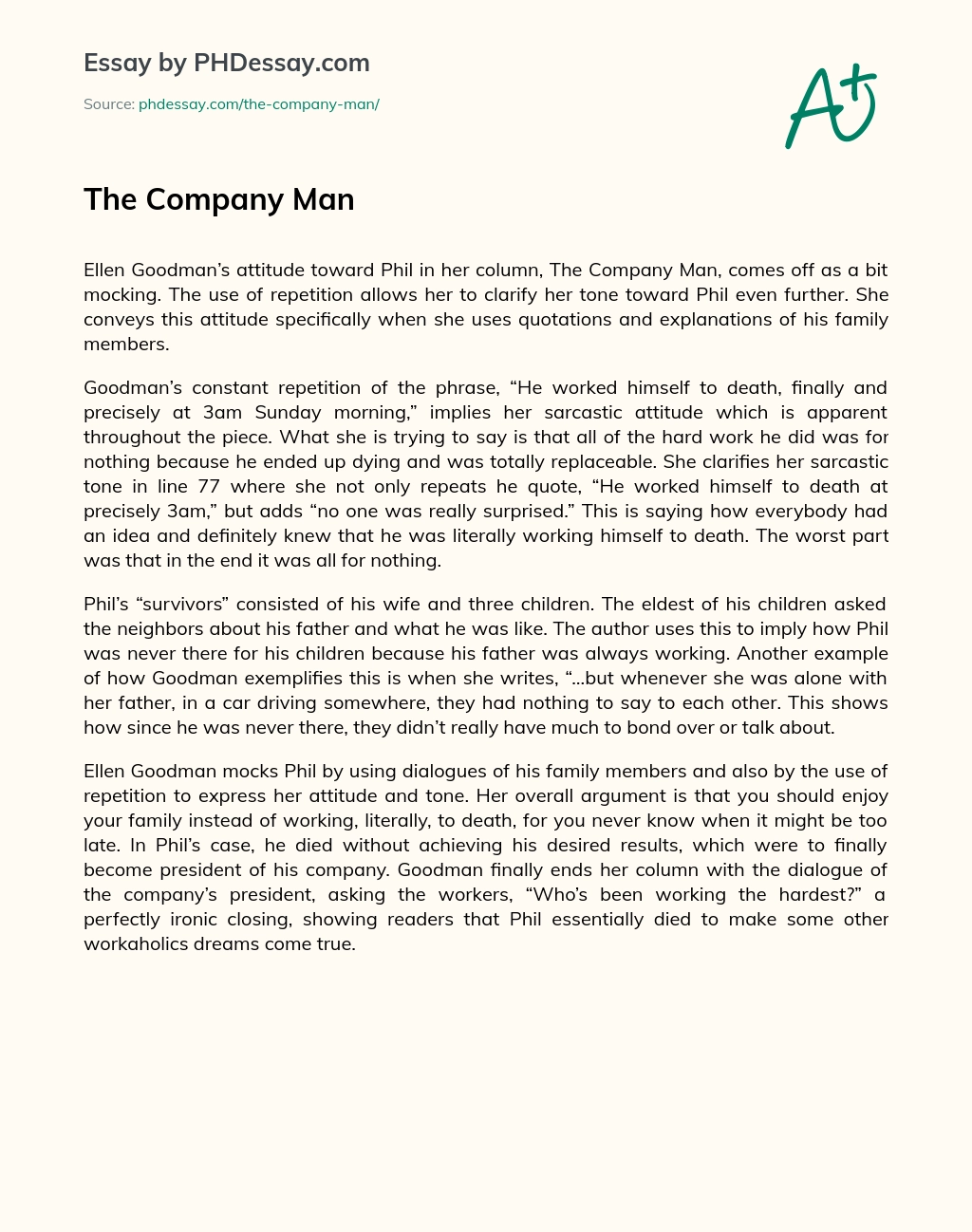 the company man essay analysis