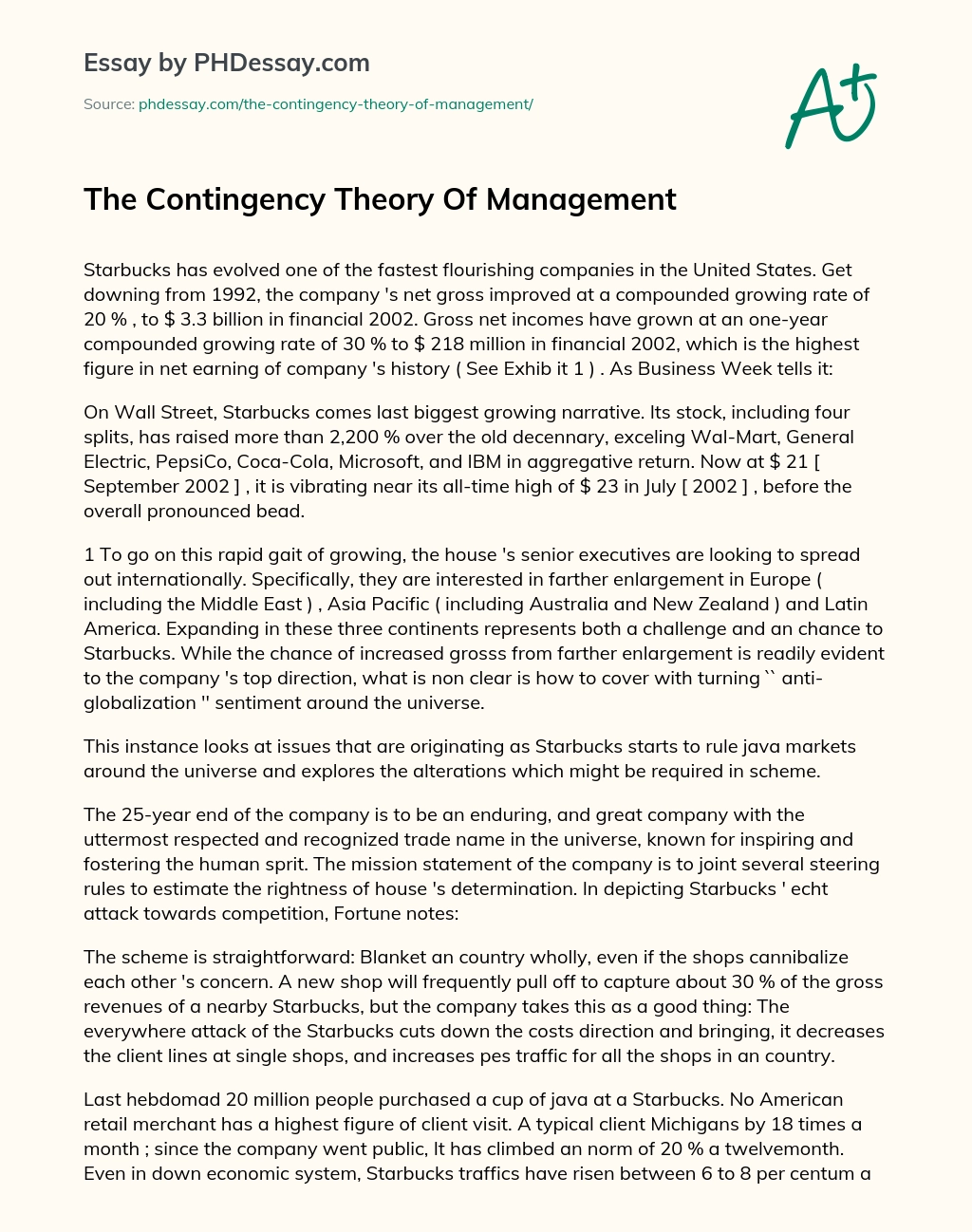The Contingency Theory Of Management essay