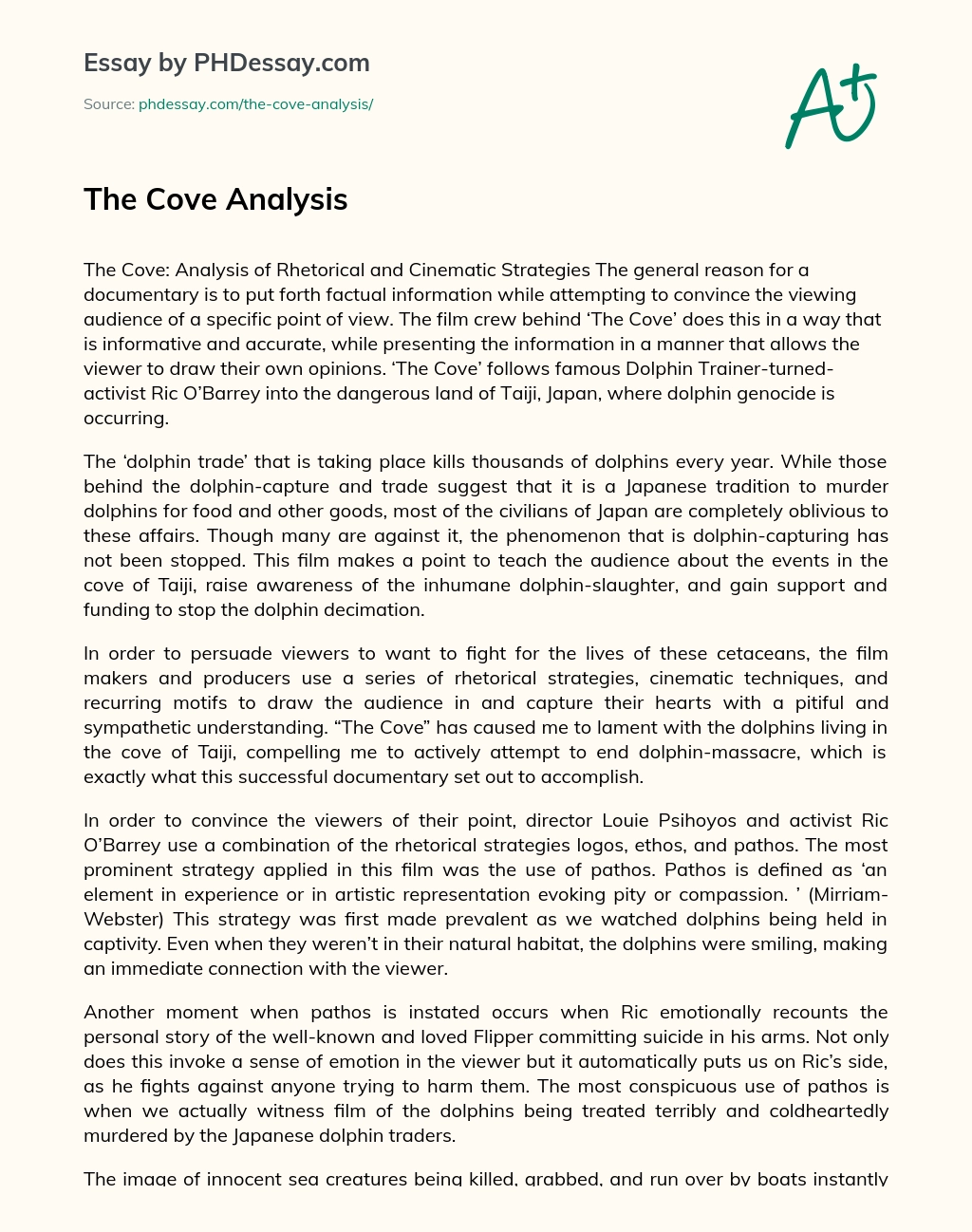 The Cove Analysis essay
