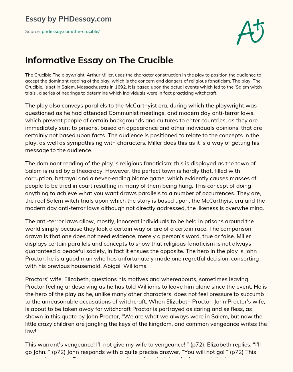 the crucible essay introduction