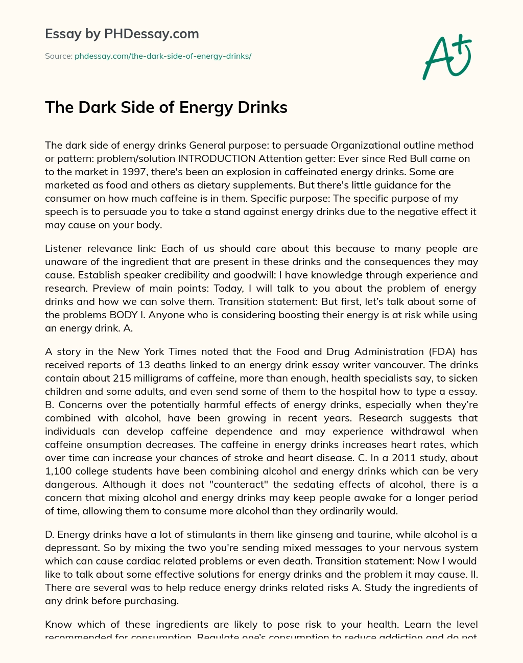 The Dark Side of Energy Drinks essay