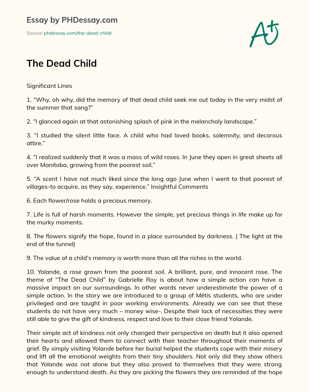 the dead child short story