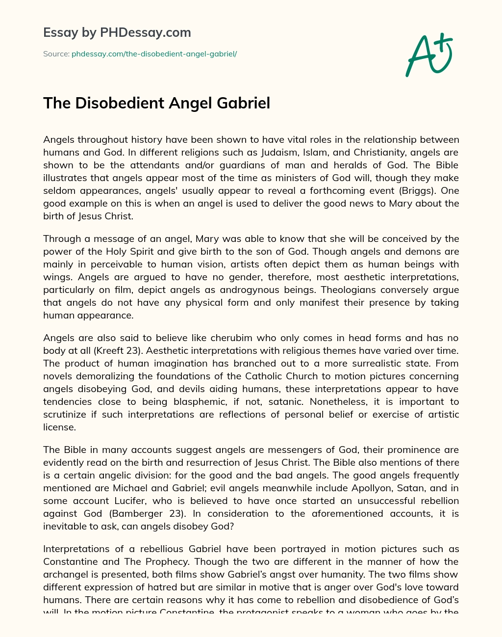 The Disobedient Angel Gabriel essay