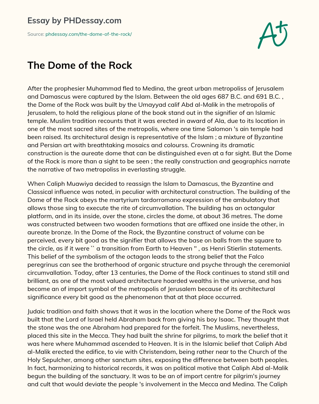 The Dome of the Rock essay