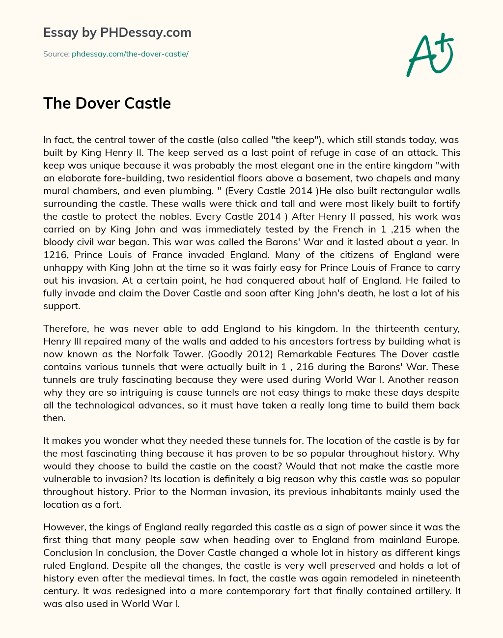 The Dover Castle essay