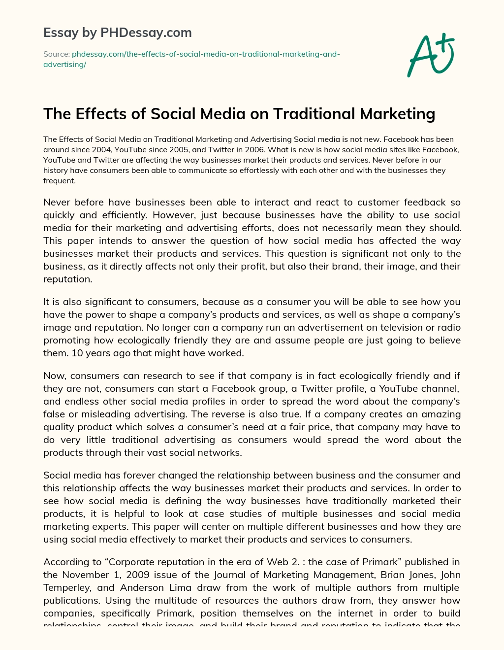 The Effects of Social Media on Traditional Marketing essay
