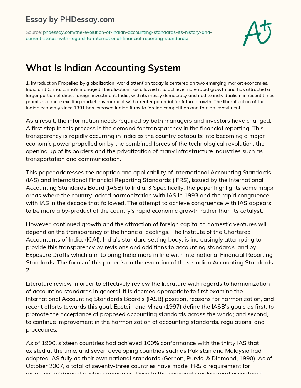 What Is Indian Accounting System essay