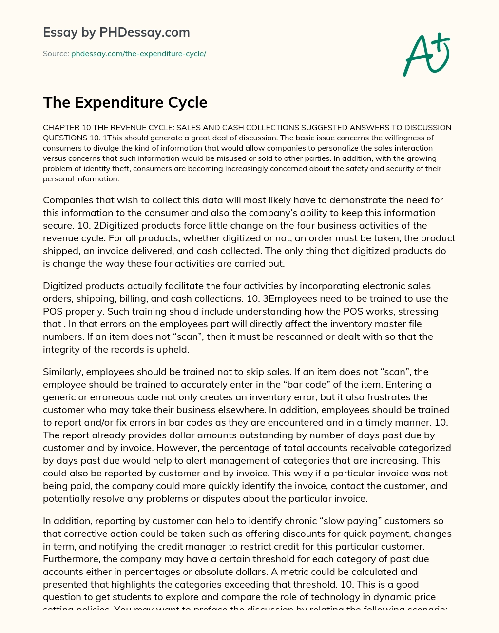 The Expenditure Cycle essay