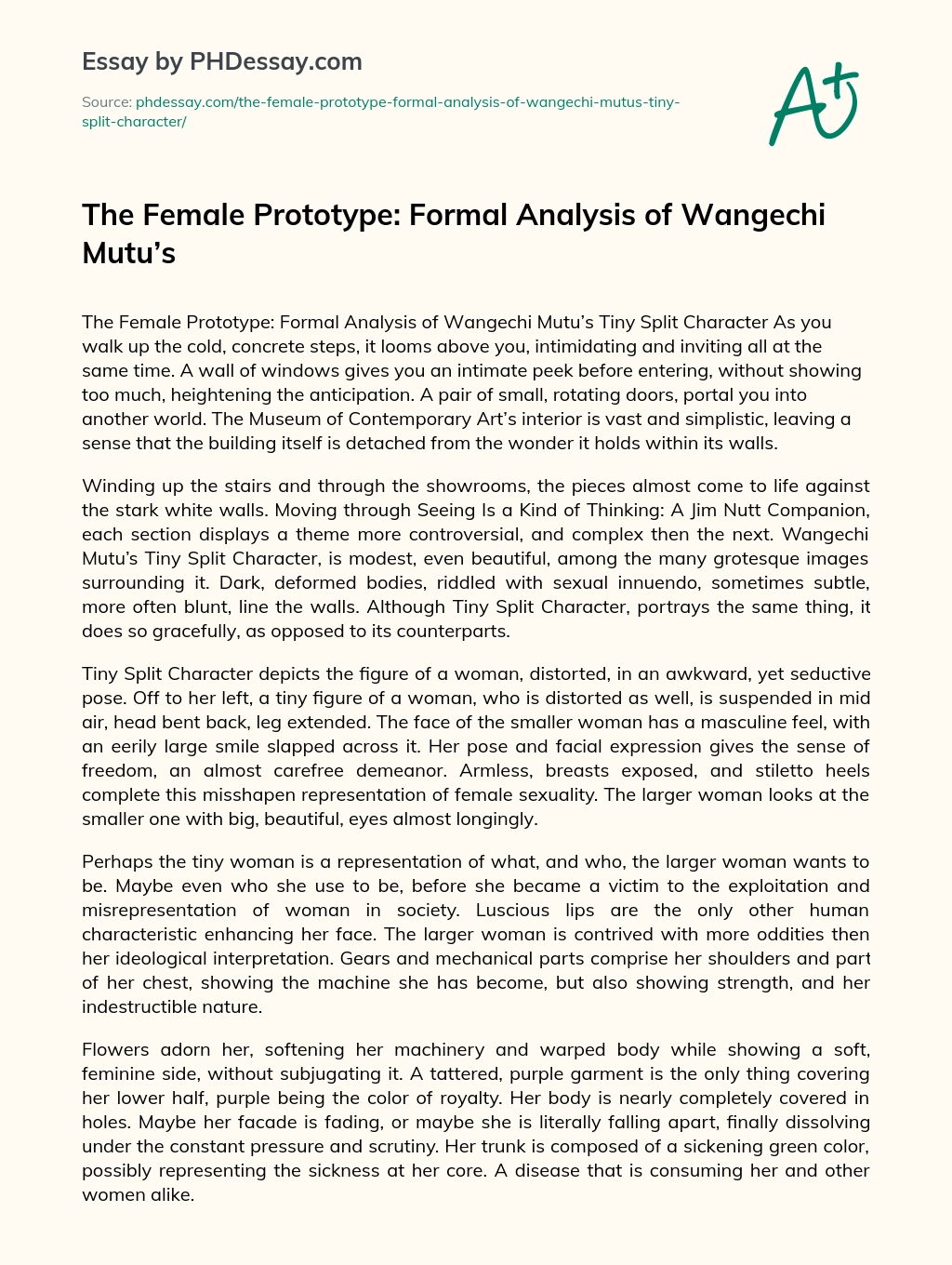 The Female Prototype: Formal Analysis of Wangechi Mutu’s essay